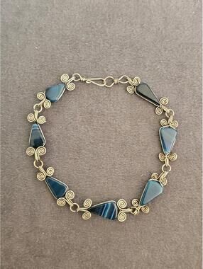Silver And Blue Wirework Bracelet